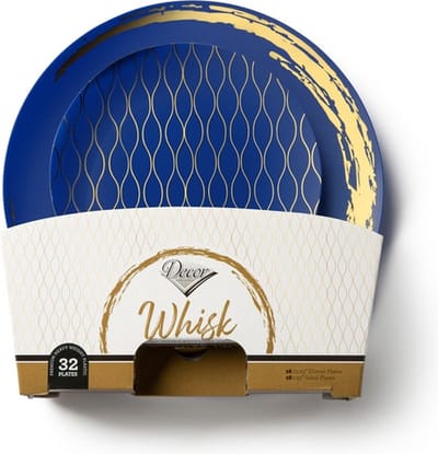 Decorline- Luxe Serviesset Blauw/Goud -32 stuks -Kunstof