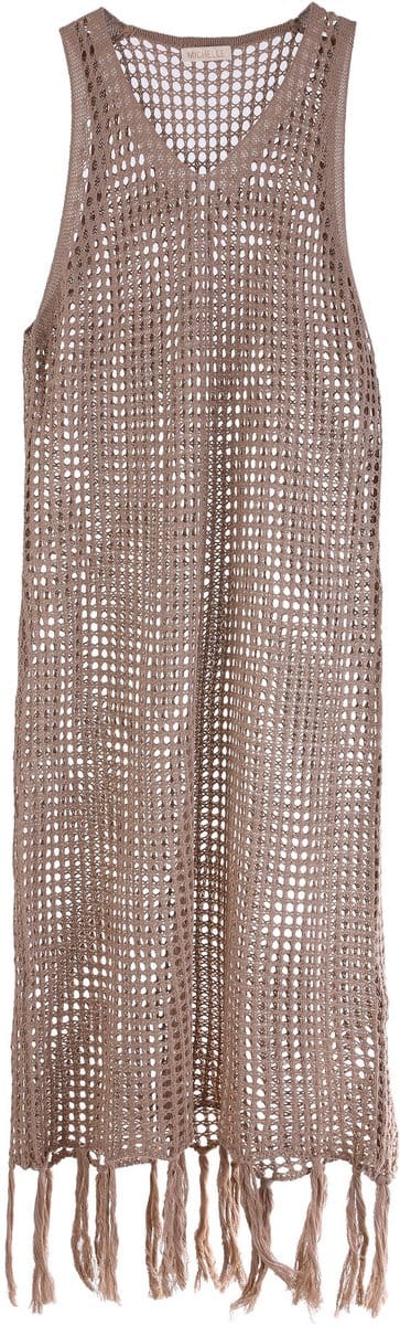 She life style - khaki kleurige gehaakte maxi-beach jurk - One size - Khaki