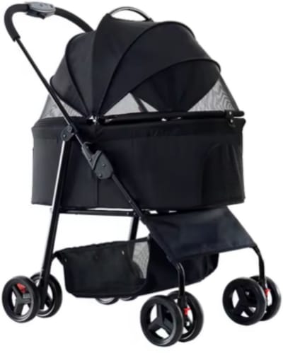 Hondenbuggy inklapbaar - All terrian - 30kg capaciteit - Ook voor katten - Comfort voor dieren - Zwart