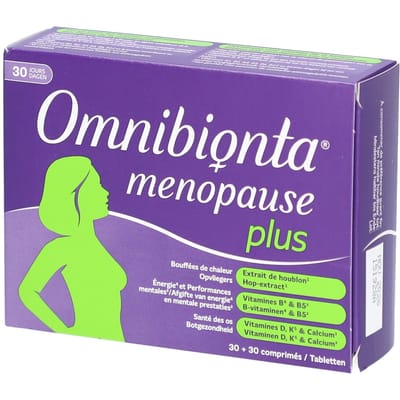 Omnibionta® Menopauze Plus | Plant-extract (hop), B-vitaminen & B5, Vitamine D, K Calcium 30 Tabletten