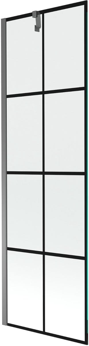 Mexen Next badwand scherm 1-vleugelig 60 x 150 , zwart raster, gun metal - 895-060-000-00-77-95