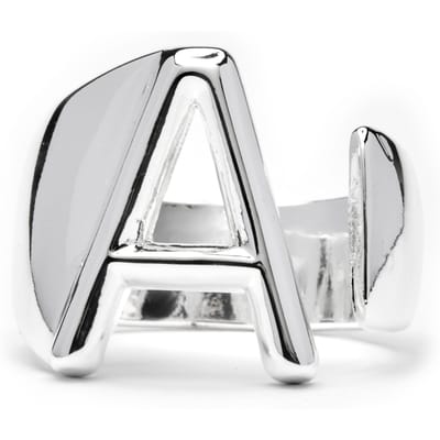 Ring - LUXENTER - Alfabet - Verstelbare maat - Letter A - Rhodium verguld grijs