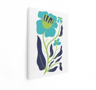 Artaza Canvas Schilderij Abstracte Bloemen - 90x120 cm - Wanddecoratie Modern - Muurdecoratie Bloem - Decoratie Woonkamer - Turquoise