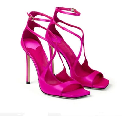 Catwalk Mode Sandalen Satijn Kruisbanden Vierkante Neus Dunne Hoge Hakken 10cm Damesschoenen Groot 34 -43 Zwart Rozerood Kwaliteitssandalen 40 pink