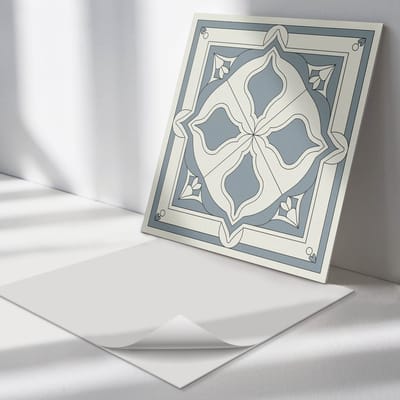 Wallfluent Vinyl Tegels - Bloemenpatroon op tegels Wand PVC Tegels - 30 cm x 30 cm - Grijs Vinyl Tegels - Verpakking van 9 stuks - Vierkant PVC Tegels - Texturen Plaktegels - Vinyl Tegels Zelfklevend - Plaktegels Keuken en Badkamer
