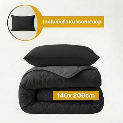 Dekbed-Discounter - Sleeptime Dekbed Zonder Overtrek 140 x 200 cm - Inclusief 1 kussensloop - Wasbaar op 40 graden - Verkoelend dekbed - Zwart, Blauw