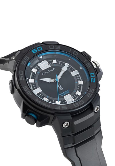 Nautica Coronado Bay Quartz Analoog Horloge Zwart Material 100% Bio-Ceramic & 100% Puarmband 48 mm NAPCNF109