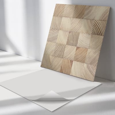 Wallfluent Vinyl Tegels - Houten Plankpatroon Vinyl Tegels Zelfklevend - 30 cm x 30 cm - Beige PVC Tegels - Verpakking van 9 stuks - Vierkant PVC Tegels - Texturen Plaktegels - Zelfklevende Vinyltegels - Plaktegels Keuken en Badkamer