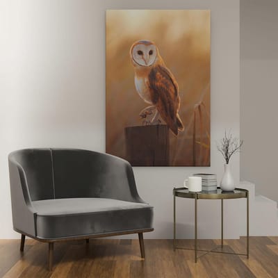Artaza Canvas Schilderij Uil - 80x120 cm - Groot - Wanddecoratie Vogels - Muurdecoratie Dieren - Schilderijen Op Canvas