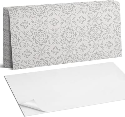 Coloray Plaktegels - Bloemenpatroon met details Wandtegel Zelfklevend - 60 cm x 30 cm - Grijs Plaktegels - 6 stuks - Rechthoek PVC Tegels - Plaktegels Keuken - Zelfklevende Vloertegels Badkamer - Vinyltegels Vloer Zelfklevend - Portugese Tegels