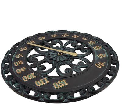 Decoratieve Tuinthermometer - Wandthermometer Buiten - Temperatuur Meten - Weerbestendige Hars - 43.6 cm Lengte - Metaal Look