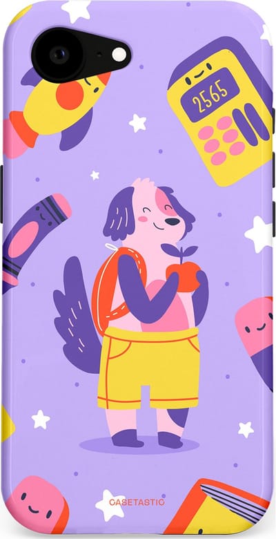 Casetastic hoesje geschikt voor Apple iPhone 16e / Apple iPhone 17e - MagSafe - Dubbellaagse bescherming - Tussen boeken en sterren - Fashion Case - Lavendel Geel