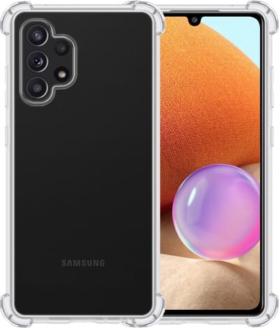 Hoesje - Geschikt voor Samsung Galaxy A32 5G - Sterk & Shockproof - Siliconen Shock Case - Hoes Cover - Telefoonhoes - Transparant