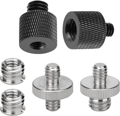 Statiefadapters 6 stuks - Schroefdraad adapters - Camera montage - Universele maten - 1/4 3/8 inch - Zwart zilver