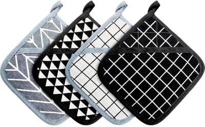 Pannenlappen ovenwanten set hittebestendige pannenlappen vierkante pannenlappen hot pads onderzetter voor keuken koken en bakken (4 stuks)