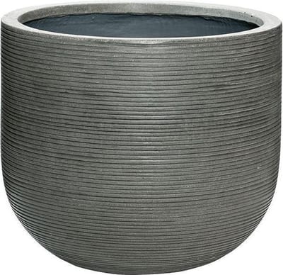 Pottery Pots - Plantenbak - Cody L - H37cm x Ø42cm - Light Grey horizontally ridged
