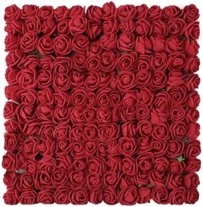 PromoHome Set van 144 Kunstbloemhoofdjes Rozen - Mini Schuim Rozen voor Knutselen en Decoratie - Donkerrode Neprozen voor Valentijnsdag, Bruiloften en Feesten - 2,5 cm Diameter