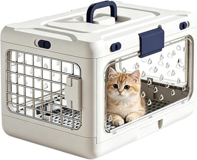 Honden Transportbox - Reisbench Kitten - Veilig Vervoer - Opvouwbaar Ontwerp - 53x33x12 cm - Wit