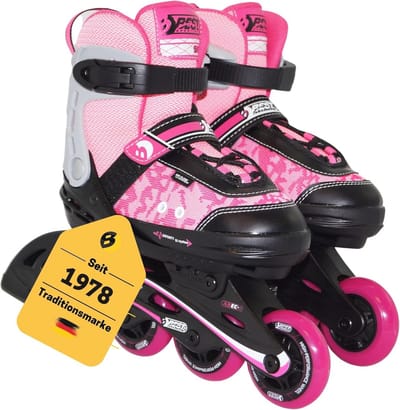 Inline Skates voor Kinderen en Volwassenen - Verstelbare Rolschaatsen in Roze en Zwart, Grootte 38-41 met Rem