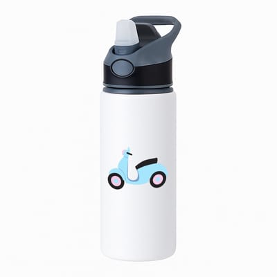 Hacebo® - Scooter waterfles met rietje zwart - Motor - Scooter rijders - Brommer - Motorvoertuig - water fles - 650ML