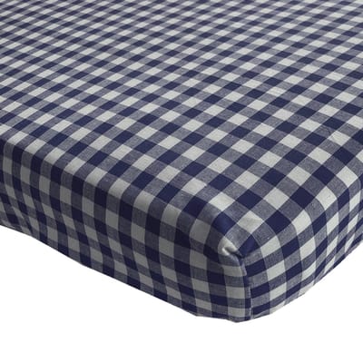 BINK Bedding Hoeslaken 90 x 200 BB ruit marine 1 cm - boerenbont blauw