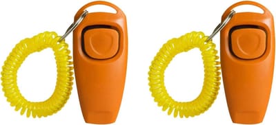 2 stuks hondentrainingsapparaat, clicker fluitjes met polsband voor effectieve commando's en gedragscontrole voor outdoor en indoor hondenfluitjes clicker