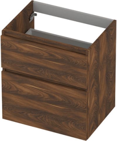INK® wastafelonderkast 2 laden greeploos houten keerlijst asymmetrisch 60x45x65cm, noten
