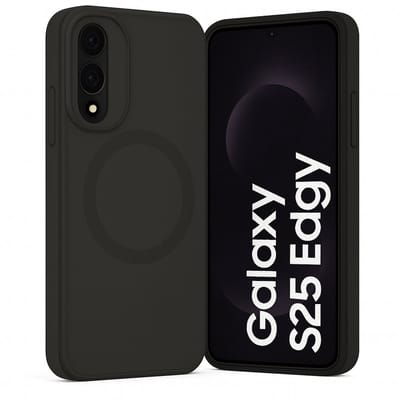 SnapSkin Hoesje geschikt voor Samsung Galaxy S25 Edge - Geschikt voor MagSafe Case - Semi-Transparant Zwart