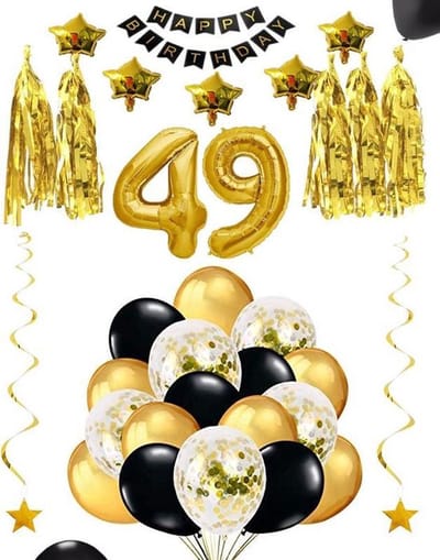 49 jaar verjaardag feest pakket Versiering Ballonnen voor feest 49 jaar. Ballonnen slingers sterren opblaasbare cijfers 49