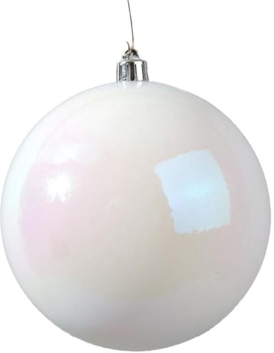 Decoris Kerstbal - wit parelmoer - groot - 14 cm - kunststof - glans - kerstversiering
