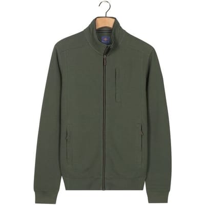 Baileys Vest Sweat Cardigan Zip Uni Color Hi-Low Structure Interlock Dark Forest / male