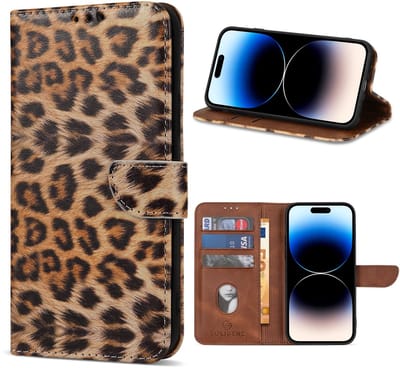 Solidenz hoesje - Geschikt voor Apple iPhone 17 - Bookcase - Luipaard