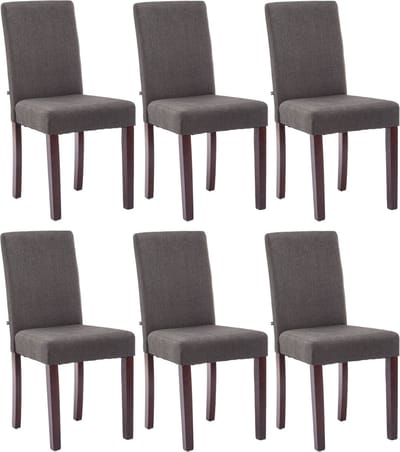 CLP Ina Set van 6 Eetkamerstoel - Stof donkergrijs cappuccino