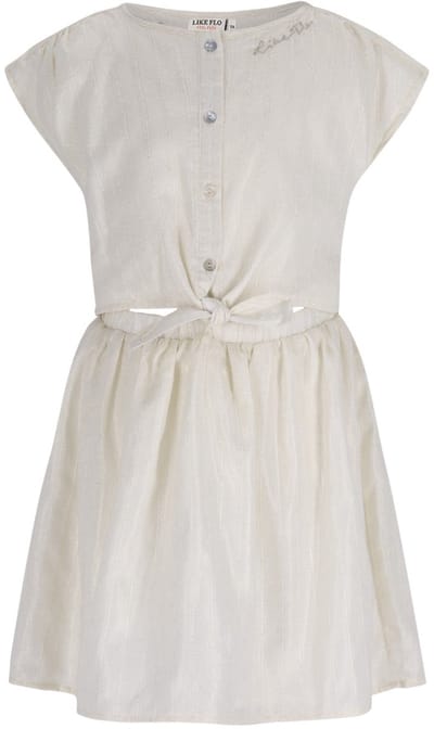 Like Flo - Maika Flo girls glitter dress with knot and button closure at front - Soft gold - Maat 104