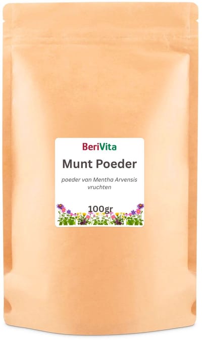 Munt Poeder 100gr - Gemalen Muntbladeren, Puur Muntblad poeder - Mint Leaves Powder - Gezichtsmasker en Lichaamspakking