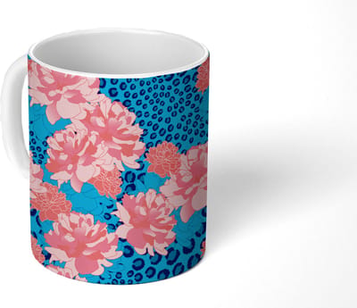 Mok - Koffiemok - Patronen - Jungle - Bloem - Luipaard print - Mokken - 350 ML - Beker - Koffiemokken - Theemok