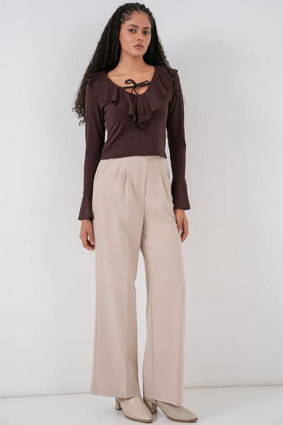 Rimpel V-hals Korte Blouse
