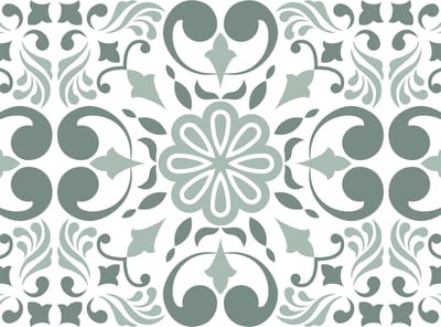 15 tegelstickers Portugees motief 15x20cm vintage groen - backsplash - peel and stick - plakfolie - tegelstickers Portugal - badkamermuur, keukenmuur, toiletmuur - zelfklevend - rechthoekig - langwerpig
