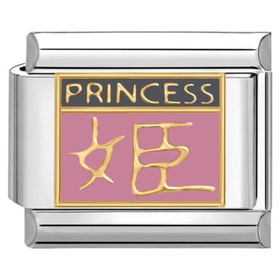 Quiges - Schakel - Bedel - 9mm - charms - Roze Prinses in het Chinees - Geschikt voor - armband - Schakelarmband - italy bedels armband