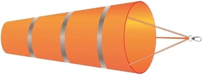 Windzak - Windmeter Vlag - Windrichting Meten - Reflecterende Strip - 100 cm - Oranje Grijs