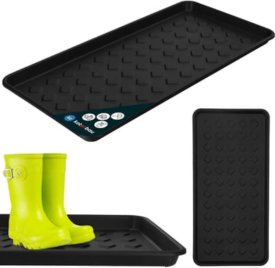 KOTARBAU® Schoenenlekbak, Lekbak Schoenen, Kunststof, 72 x 35 cm, Zwart, Schoenendruipbak, Schoenmat, Laarzen Afdruipmat, Schoenafdruipbak, Schoenenschaal, Lekbak voor Natte Schoenen