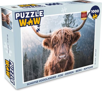 Puzzel Schotse hooglander - Koe - Dieren - Berg - Natuur - Legpuzzel - Puzzel 1000 stukjes volwassenen