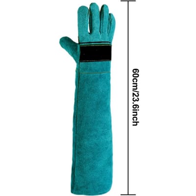 Anti-beet Veiligheidshandschoenen Voor Vangen Hond Kat Reptiel Dier Ultra Lang Verdikt Rundleer Huisdieren Grijpen Bijten Beschermende Handschoen 60cm