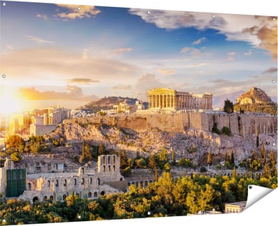Gards Tuinposter Akropolis van Athene, Griekenland - Architectuur - 180x120 cm - Tuindoek - Tuindecoratie - Wanddecoratie buiten - Tuinschilderij