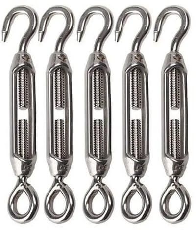 WiseGoods Premium M4 Spanschroeven Met Haak En Oog - 5 Stuks - Tot 30-50 Kg Draadspanner - Tuin Accessoires - Kamperen - Outdoor