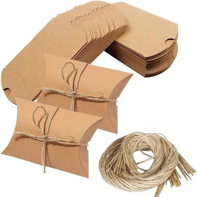 Dailygoods - 100 Stuks Bruine Kraft Cadeau Dozen met Jute Touw voor Feestjes en Festivals