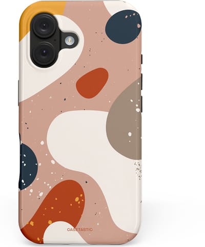 Casetastic hoesje geschikt voor Apple iPhone 16 - MagSafe - Dubbellaagse bescherming - Terravibe - Fashion Case - Perzik Lichtgrijs Taupe Okergeel