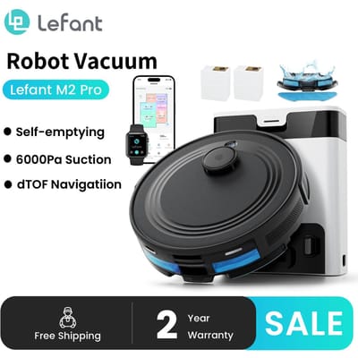 Lefant M2 PRO - Robotstofzuiger met dweilfunctie en automatisch leegstation - 6.000 Pa zuigkracht - Technologie tegen haarverstrengeling - LiDAR-navigatie
