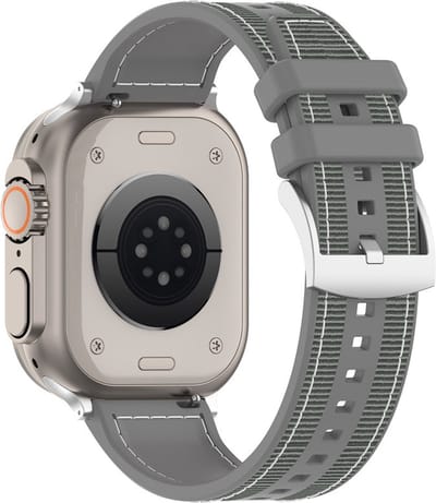 Hybride nylon-siliconen bandje - geschikt voor Apple Watch 1/2/3/4/5/6/7/8/9/10/11/ SE (1,2,3) met maat 38 mm / 40 mm / 41 mm en 42 mm (Watch 10/11) - grijs