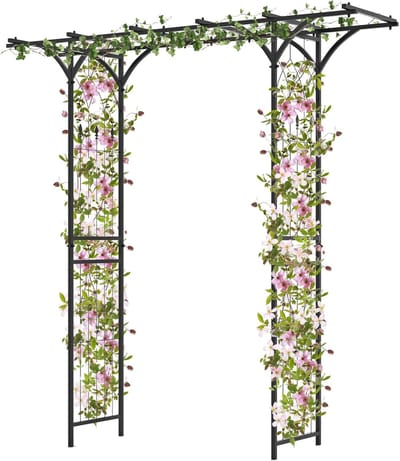 KOMFOTTEU Rozenboog van metaal - 200 x 52 x 206 cm - tuinboog - klimboog - poortboog - voor tuin en bruiloft